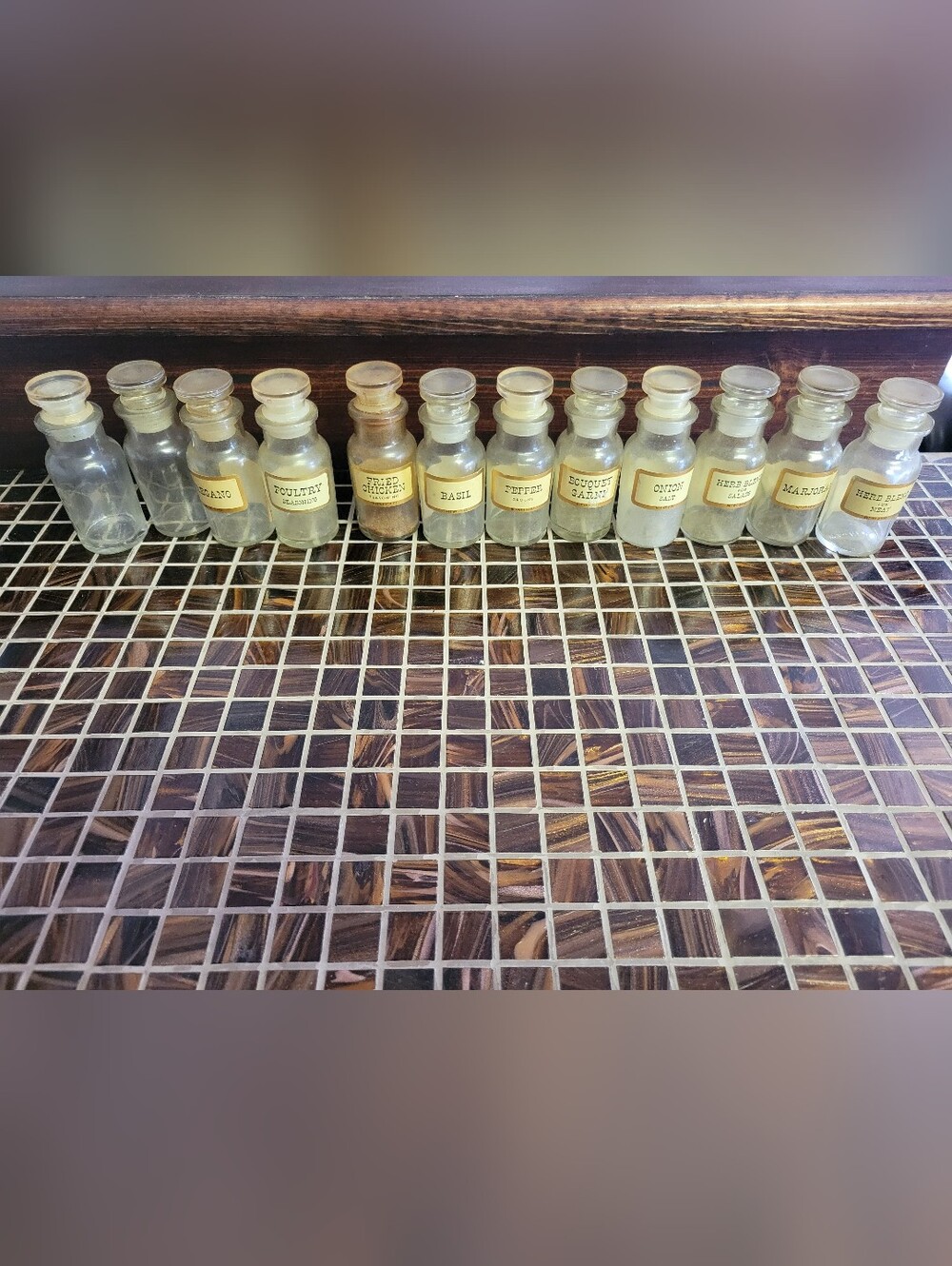 John Wagner & Sons 12 Vintage Apothecary Glass Bottles with Labels